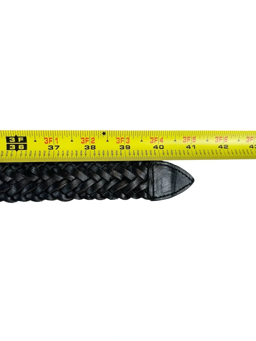 Women’s Black Genuine Leather Braided Belt Size 36 Classic Timeless Style